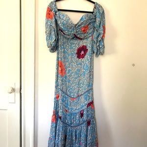 Johanna Ortiz silk off shoulder georgette dress XS